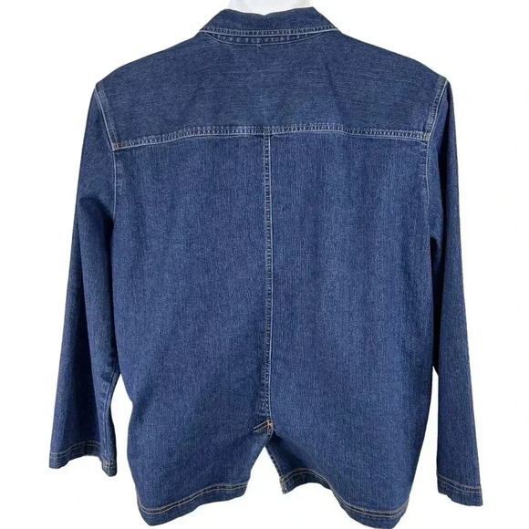 Vintage Erika Womens XL Stretch Fit Denim Jean Jacket Coat  Button Up 4 Pocket - Picture 16 of 16
